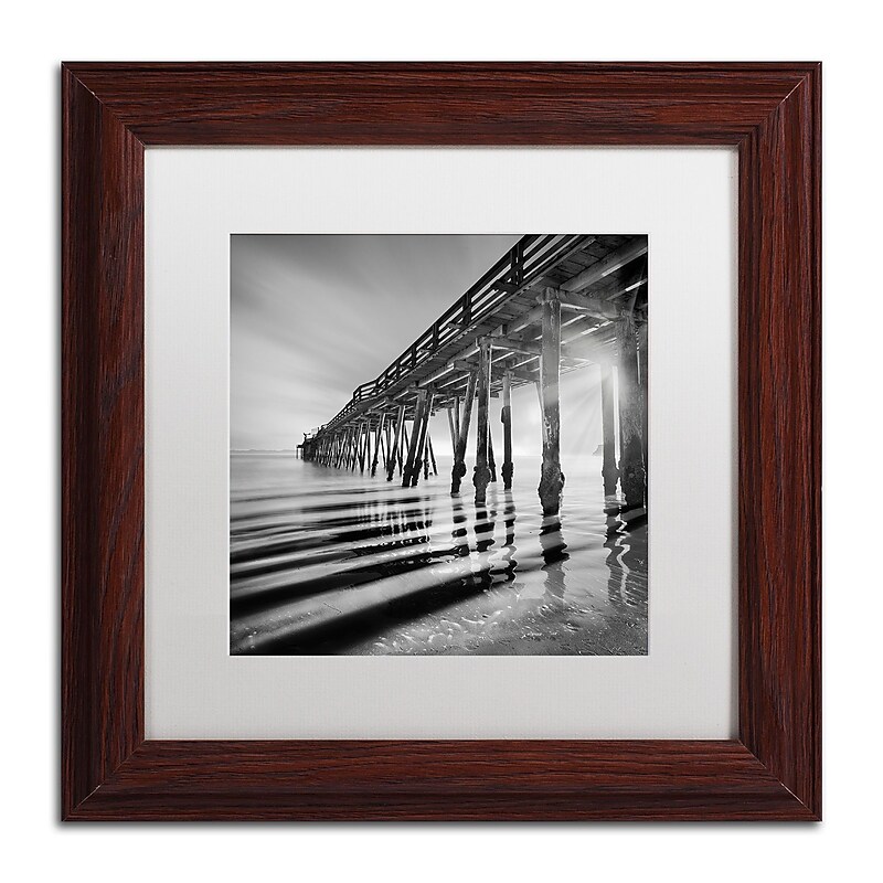 Trademark Fine Art ''Pier and Shadows'' by Moises Levy 11" x 11" White Matted Wood Frame (ALI1119-W1111MF) image 1