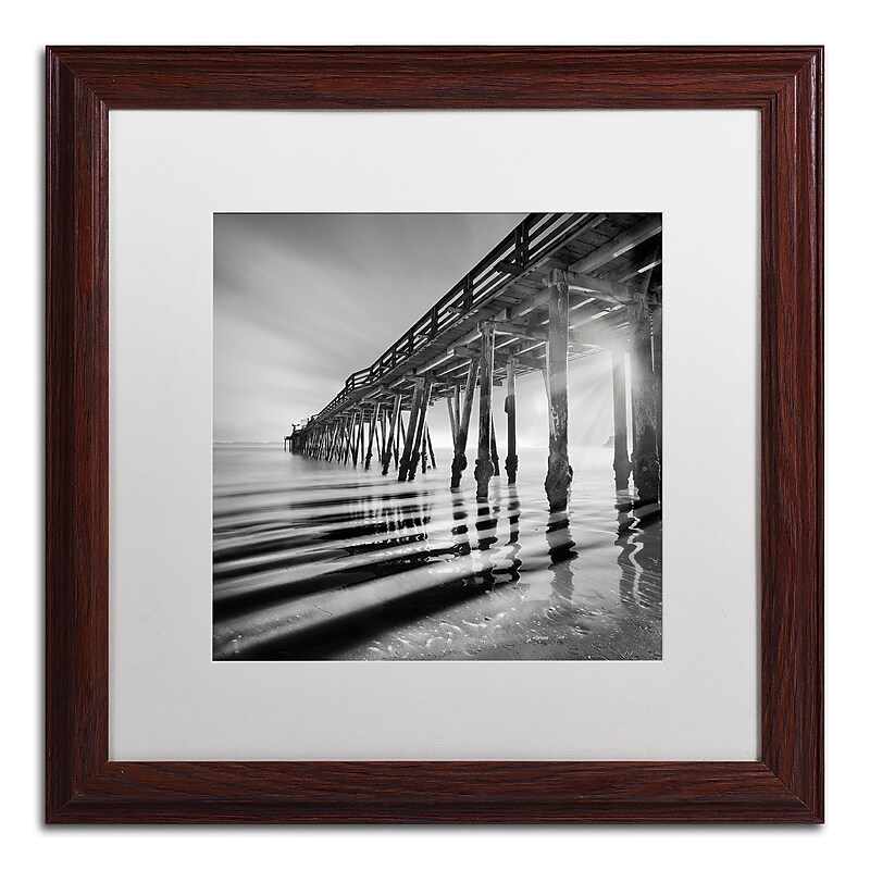 Trademark Fine Art ''Pier and Shadows'' by Moises Levy 16" x 16" White Matted Wood Frame (ALI1119-W1616MF) image 1