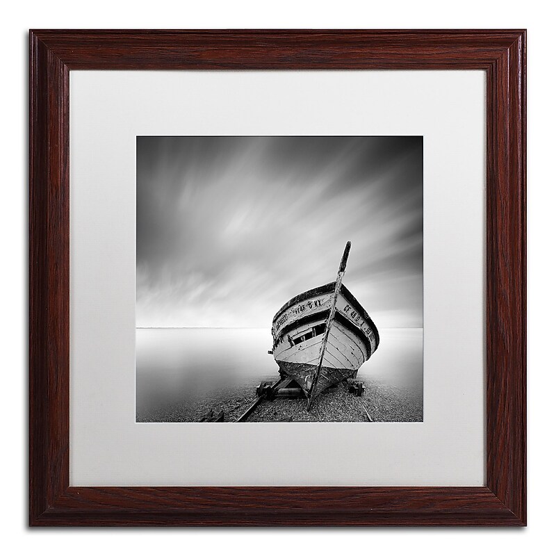 Trademark Fine Art ''Boat I'' by Moises Levy 16" x 16" White Matted Wood Frame (ALI1120-W1616MF) image 1