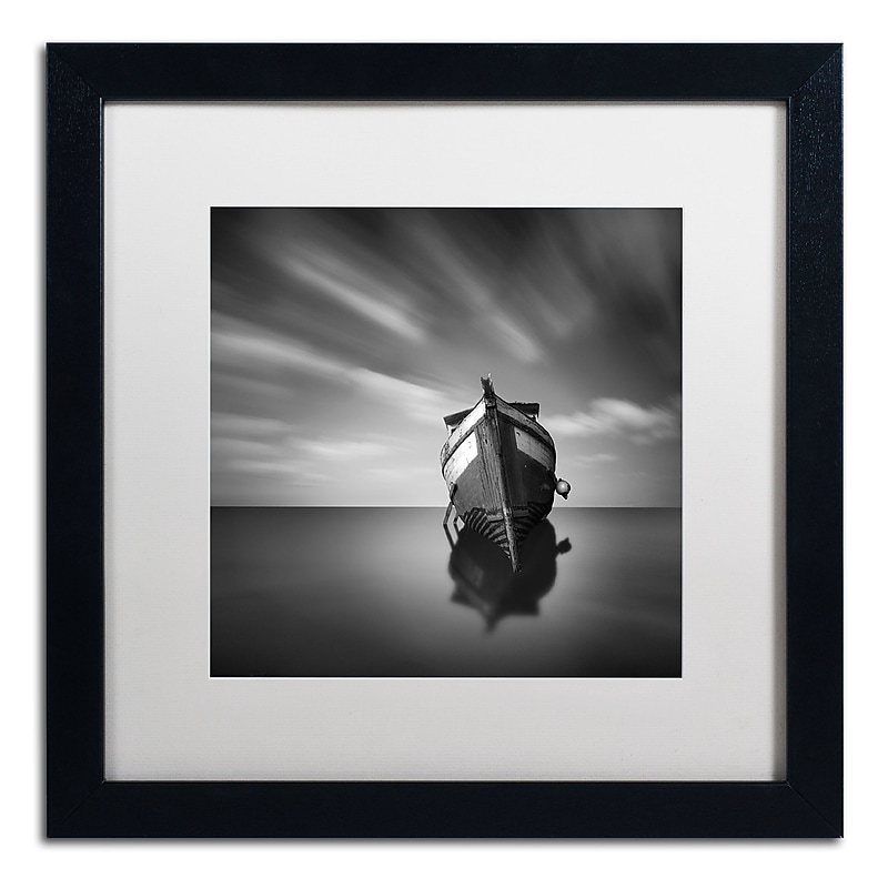 Trademark Fine Art ''My Boat IV'' by Moises Levy 16" x 16" White Matted Black Frame (ALI1124-B1616MF) image 1