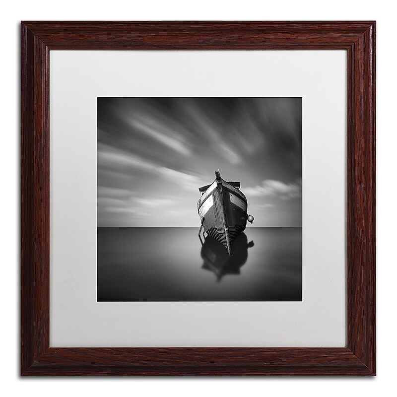 Trademark Fine Art ''My Boat IV'' by Moises Levy 16" x 16" White Matted Wood Frame (ALI1124-W1616MF) image 1
