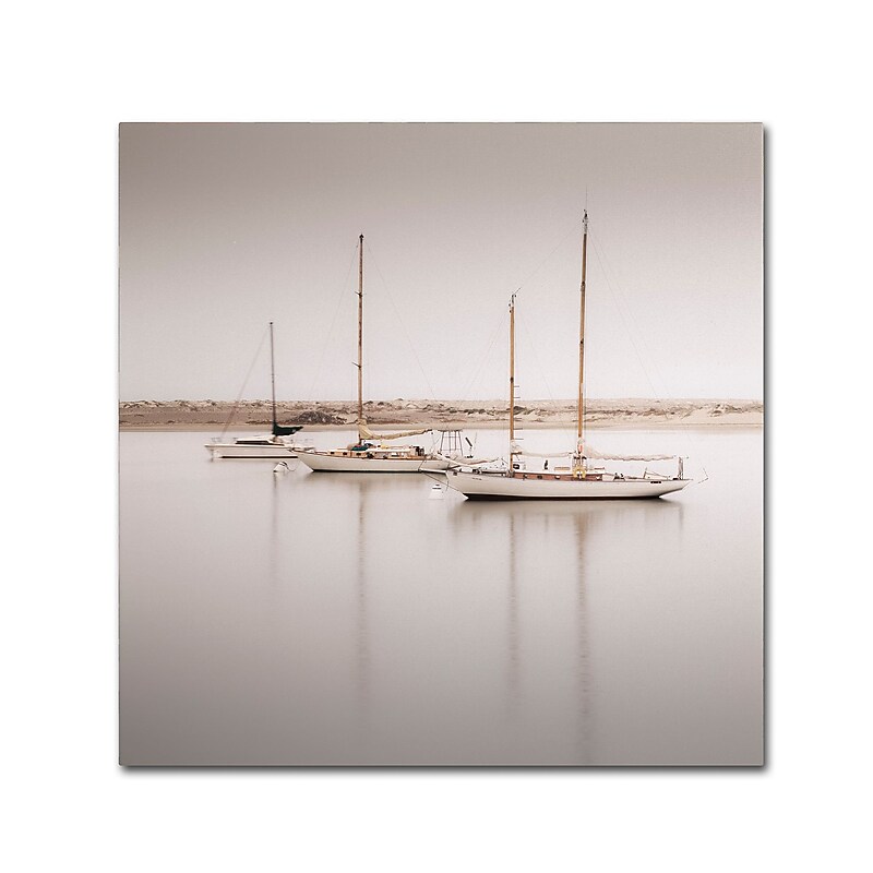Trademark Fine Art ''Three Boats'' by Moises Levy 35" x 35" Canvas Art (ALI1149-C3535GG) image 1