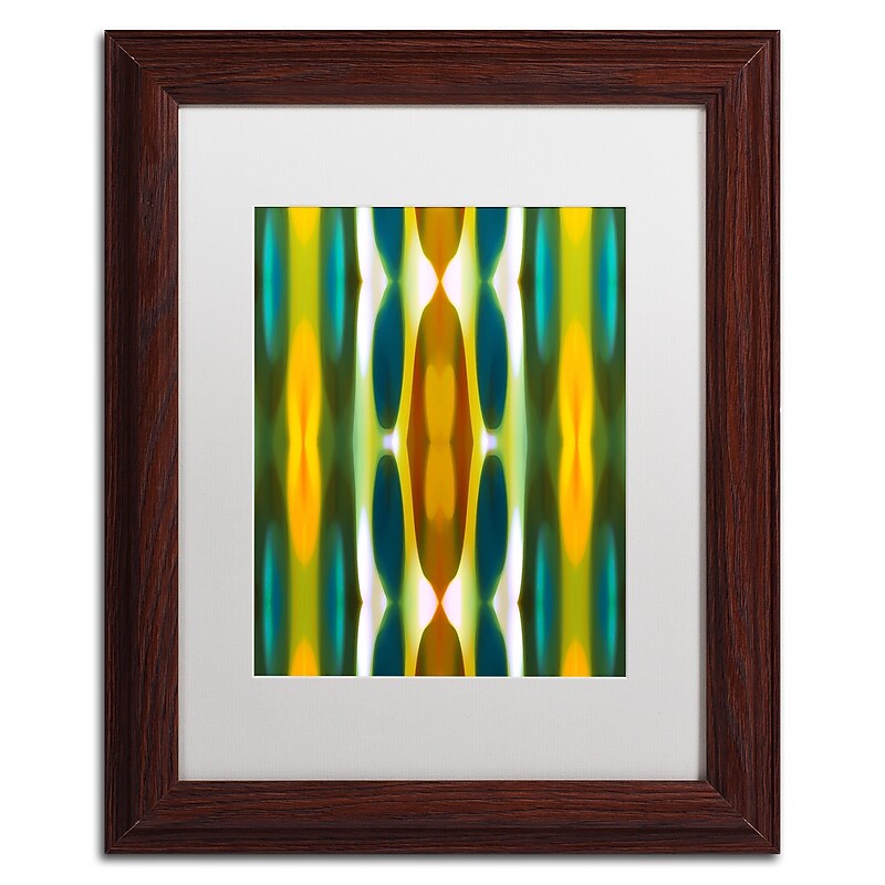 Trademark Fine Art ''Blue Green Yellow Pattern 14'' by Amy Vangsgard  11" x 14" White Matted Wood Frame (AV0119-W1114MF) image 1