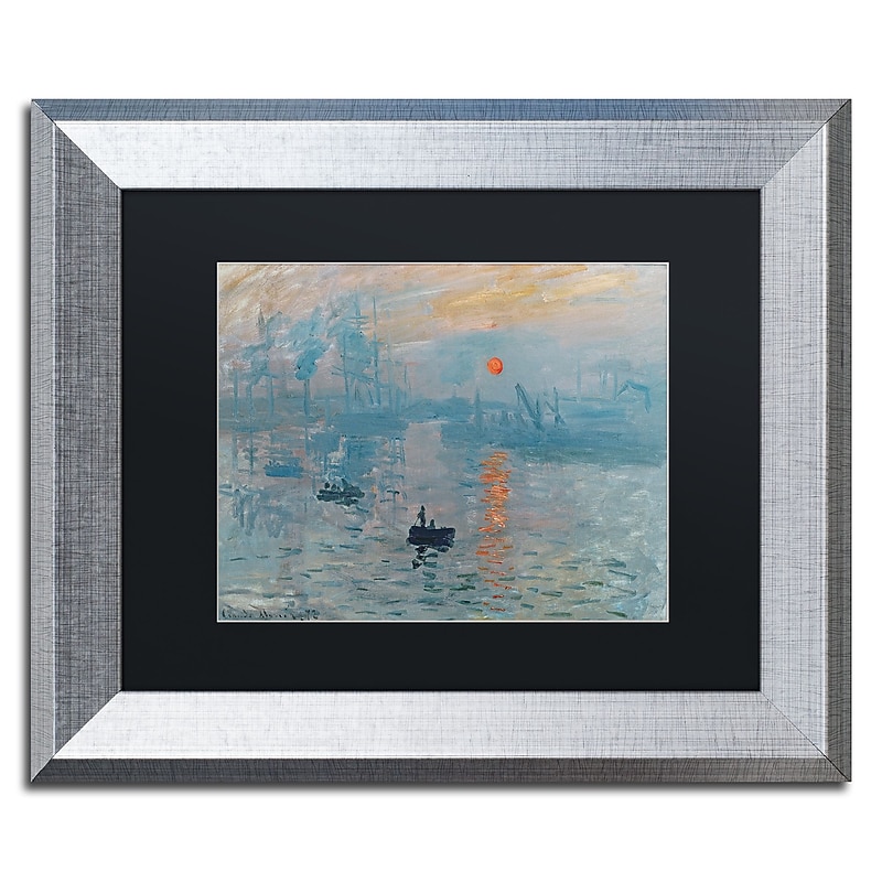 Trademark Fine Art ''Impression Sunrise'' by Claude Monet 11" x 14" Black Matted Silver Frame (BL0001-S1114BMF) image 1
