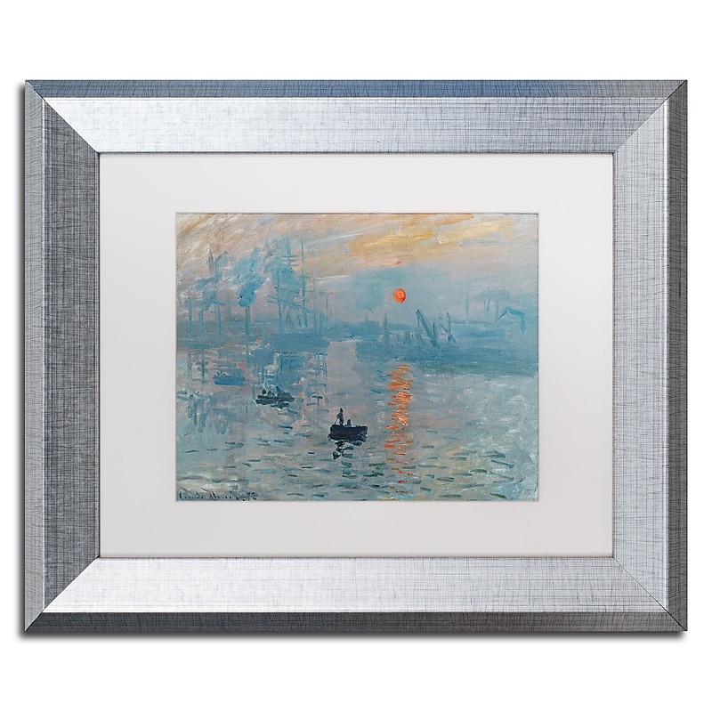 Trademark Fine Art ''Impression Sunrise'' by Claude Monet 11" x 14" White Matted Silver Frame (BL0001-S1114MF) image 1