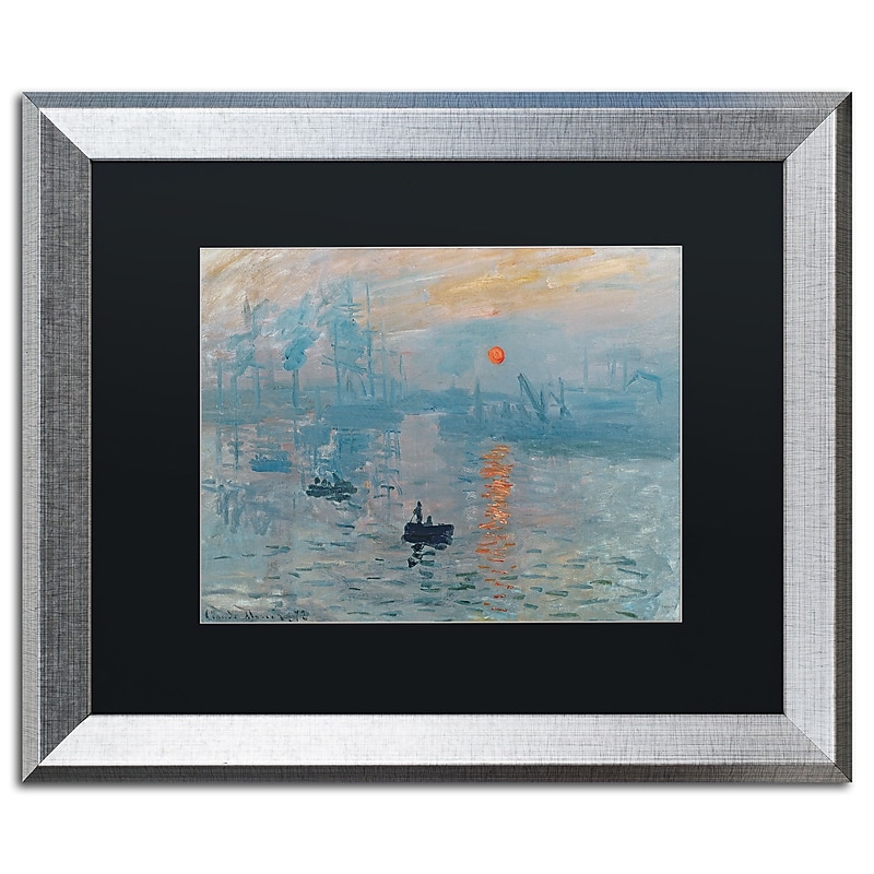 Trademark Fine Art ''Impression Sunrise'' by Claude Monet 16" x 20" Black Matted Silver Frame (BL0001-S1620BMF) image 1
