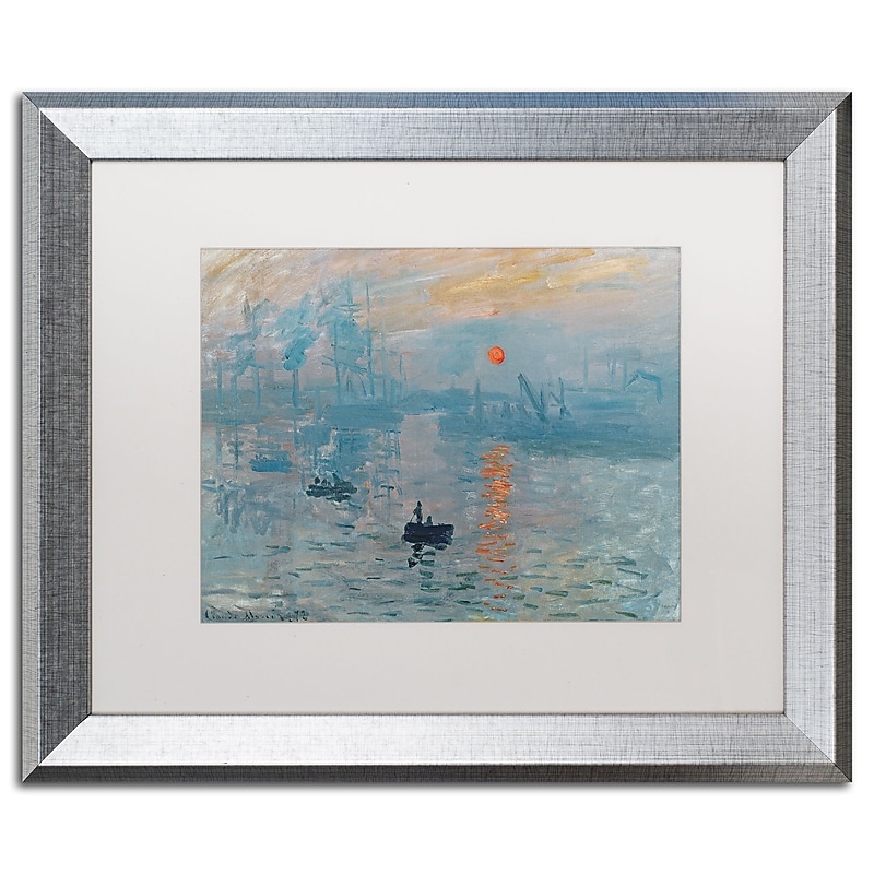 Trademark Fine Art ''Impression Sunrise'' by Claude Monet 16" x 20" White Matted Silver Frame (BL0001-S1620MF) image 1
