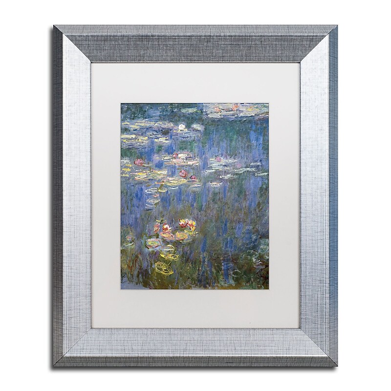 Trademark Fine Art ''Water Lilies IV 1840-1926'' by Claude Monet 11" x 14" White Matted Silver Frame (BL01466-S1114MF) image 1
