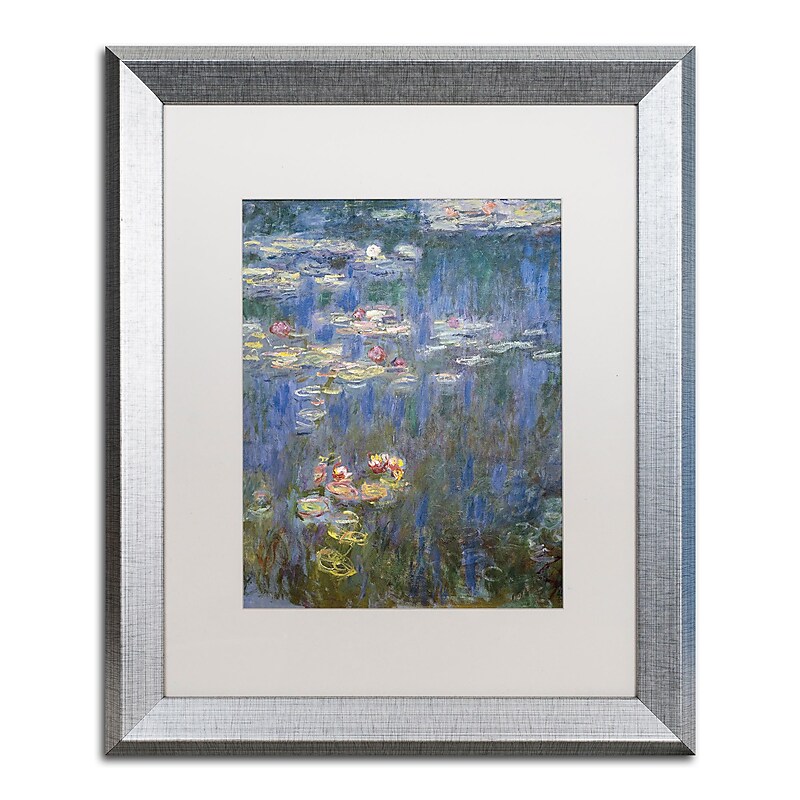Trademark Fine Art ''Water Lilies IV 1840-1926'' by Claude Monet 16" x 20" White Matted Silver Frame (BL01466-S1620MF) image 1