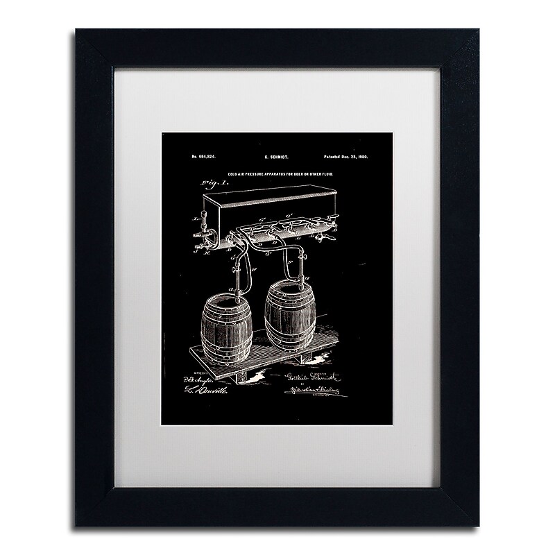 Trademark Fine Art ''Art Of Brewing Beer Patent Black'' by Claire Doherty 11" x 14" White Matted Black Frame (CDO0008-B1114MF) image 1