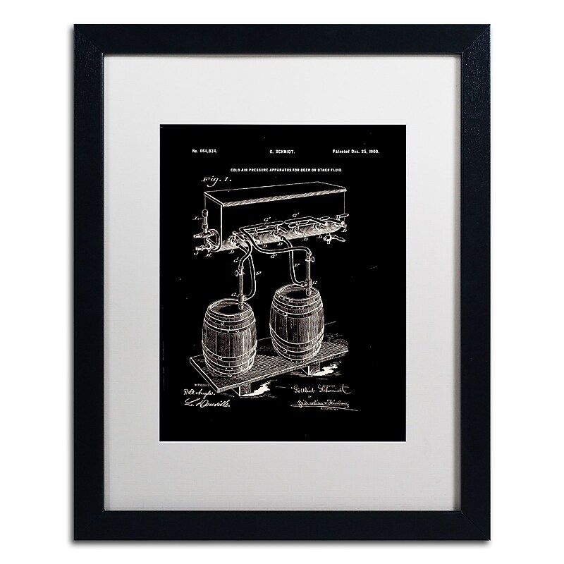 Trademark Fine Art ''Art Of Brewing Beer Patent Black'' by Claire Doherty 16" x 20" White Matted Black Frame (CDO0008-B1620MF) image 1