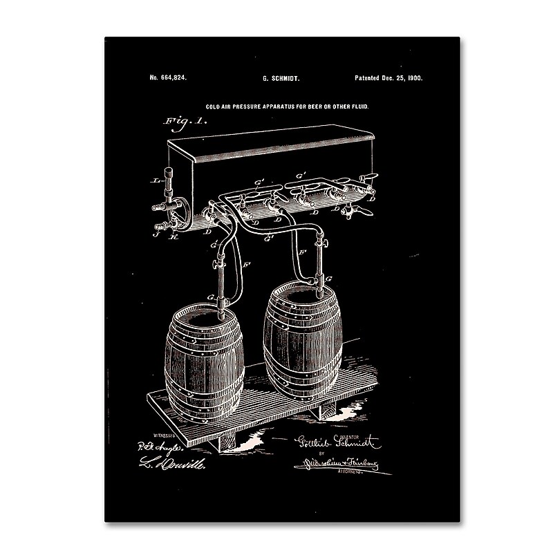 Trademark Fine Art ''Art Of Brewing Beer Patent Black'' by Claire Doherty 24" x 32" Canvas Art (CDO0008-C2432GG) image 1