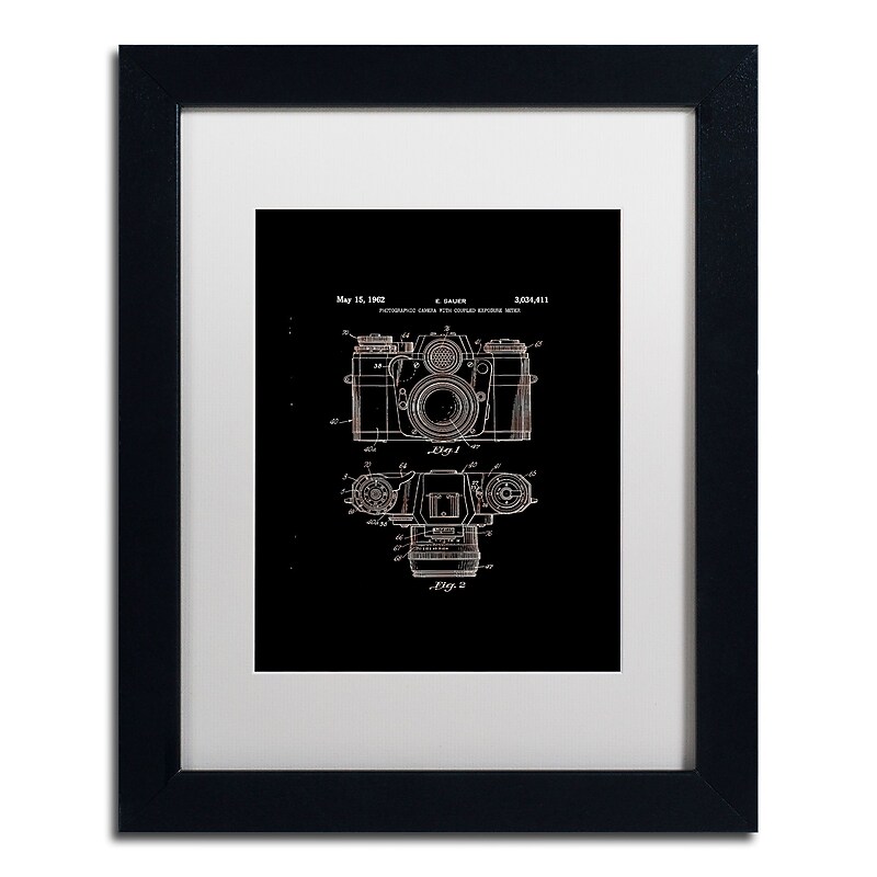 Trademark Fine Art ''Photographic Camera 1962 Black'' by Claire Doherty 11" x 14" White Matted Black Frame (CDO0014-B1114MF) image 1