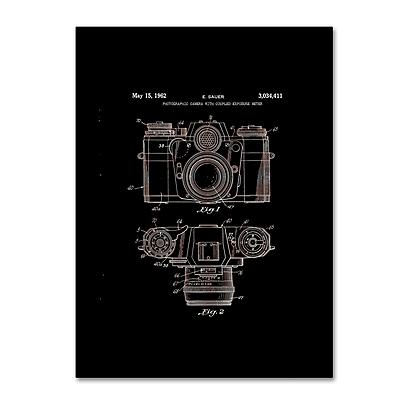 Trademark Fine Art ''Photographic Camera Patent 1962 Black'' by Claire Doherty 14" x 19" Canvas Art (CDO0014-C1419GG)
