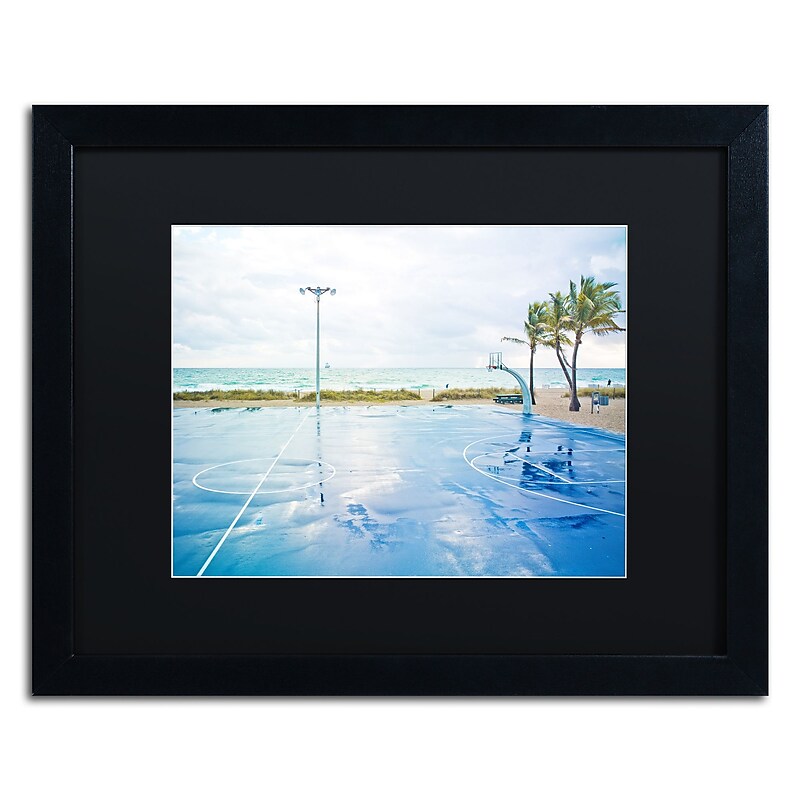 Trademark Fine Art ''Basketball by the Beach'' by Preston 16" x 20" Black Matted Black Frame (EM0507-B1620BMF) image 1