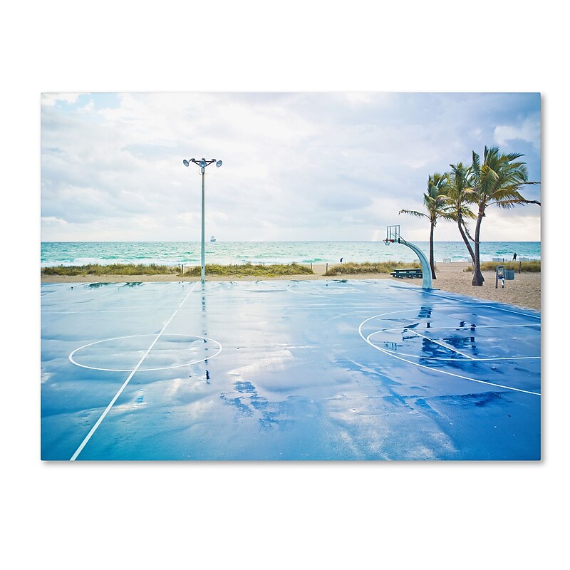 Trademark Fine Art ''Basketball by the Beach'' by Preston 24" x 32" Canvas Art (EM0507-C2432GG) image 1