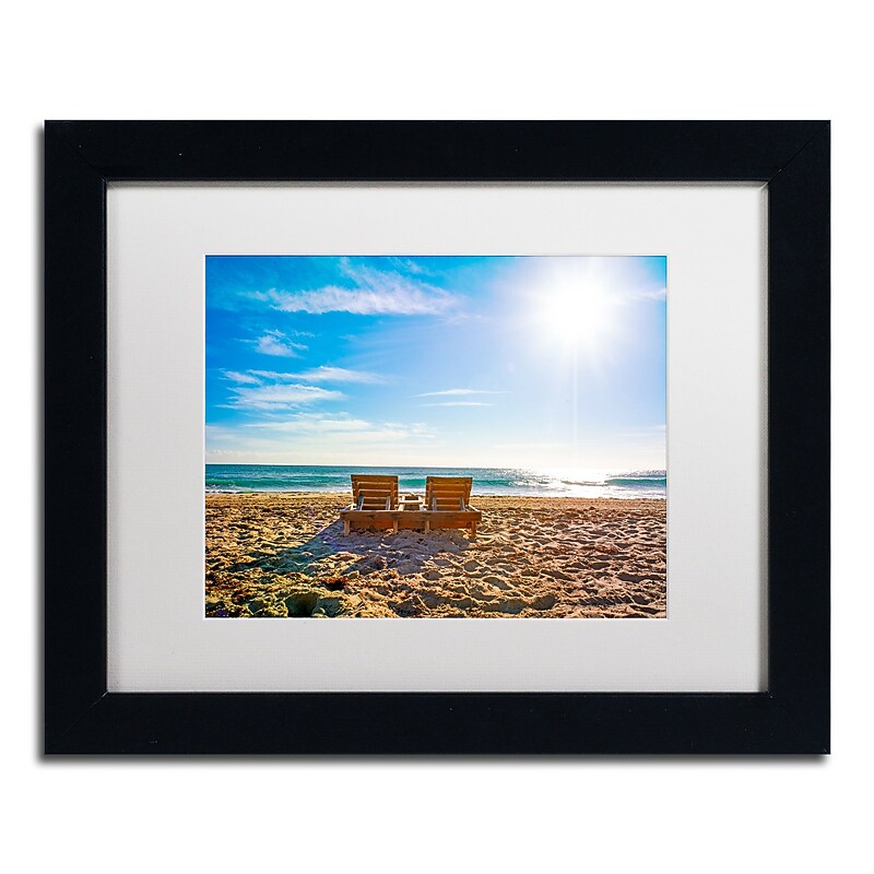Trademark Fine Art ''Florida Beach Chair'' by Preston 11" x 14" White Matted Black Frame (EM0517-B1114MF) image 1