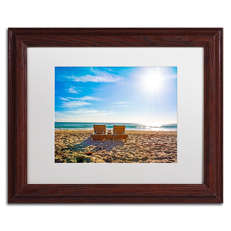 Trademark Fine Art ''Florida Beach Chair'' by Preston 11" x 14" White Matted Wood Frame (EM0517-W1114MF) image 1