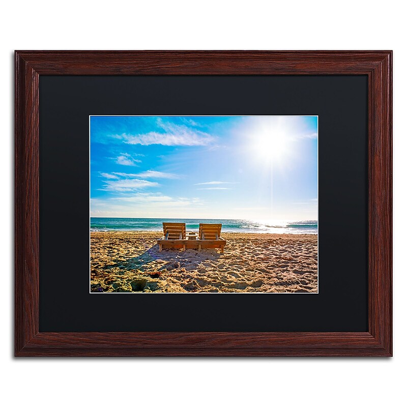Trademark Fine Art ''Florida Beach Chair'' by Preston 16" x 20" Black Matted Wood Frame (EM0517-W1620BMF) image 1