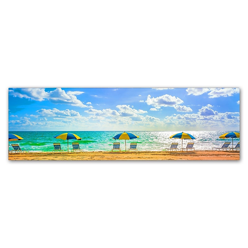 Trademark Fine Art ''Florida Beach Chairs Umbrellas'' by Preston 6" x 19" Canvas Art (EM0519-C619GG) image 1