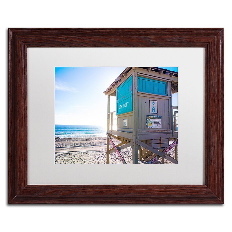 Trademark Fine Art ''Florida Beach Guard'' by Preston 11" x 14" White Matted Wood Frame (EM0520-W1114MF) image 1