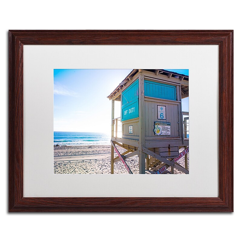 Trademark Fine Art ''Florida Beach Guard'' by Preston 16" x 20" White Matted Wood Frame (EM0520-W1620MF) image 1