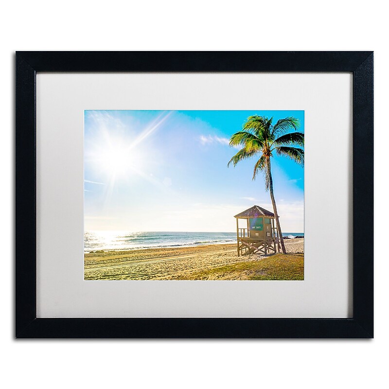 Trademark Fine Art ''Florida Beach Palm'' by Preston 16" x 20" White Matted Black Frame (EM0521-B1620MF) image 1