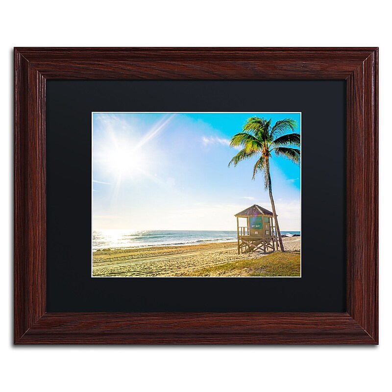 Trademark Fine Art ''Florida Beach Palm'' by Preston 11" x 14" Black Matted Wood Frame (EM0521-W1114BMF) image 1