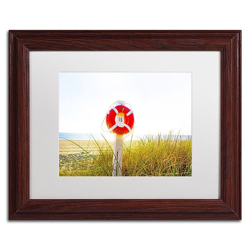 Trademark Fine Art ''Florida Beach Saver'' by Preston 11" x 14" White Matted Wood Frame (EM0522-W1114MF) image 1