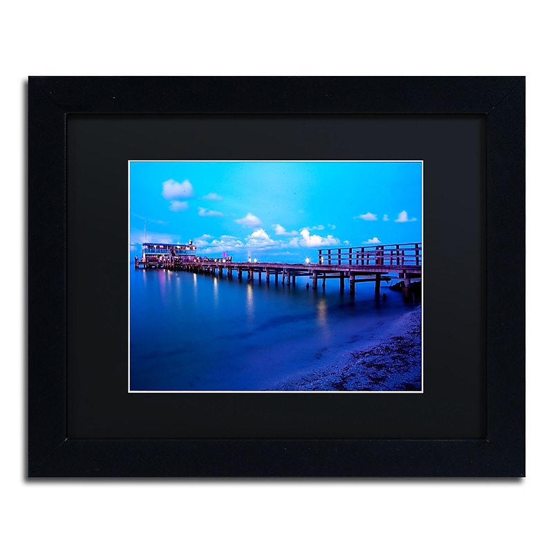 Trademark Fine Art ''Florida Pier'' by Preston 11" x 14" Black Matted Black Frame (EM0527-B1114BMF) image 1