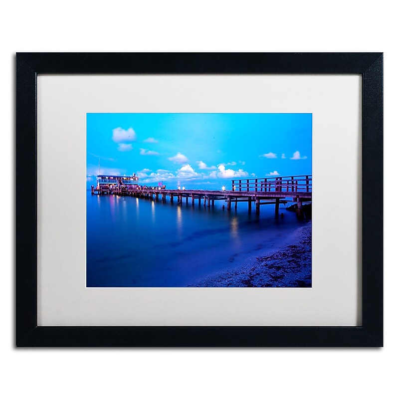 Trademark Fine Art ''Florida Pier'' by Preston 16" x 20" White Matted Black Frame (EM0527-B1620MF) image 1