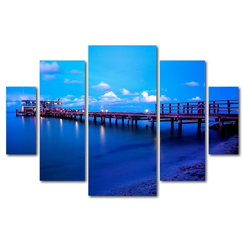 Trademark Fine Art ''Florida Pier'' by Preston 3.3' x 4.8' Multi Panel Art Set (EM0527-P5-SET) image 1