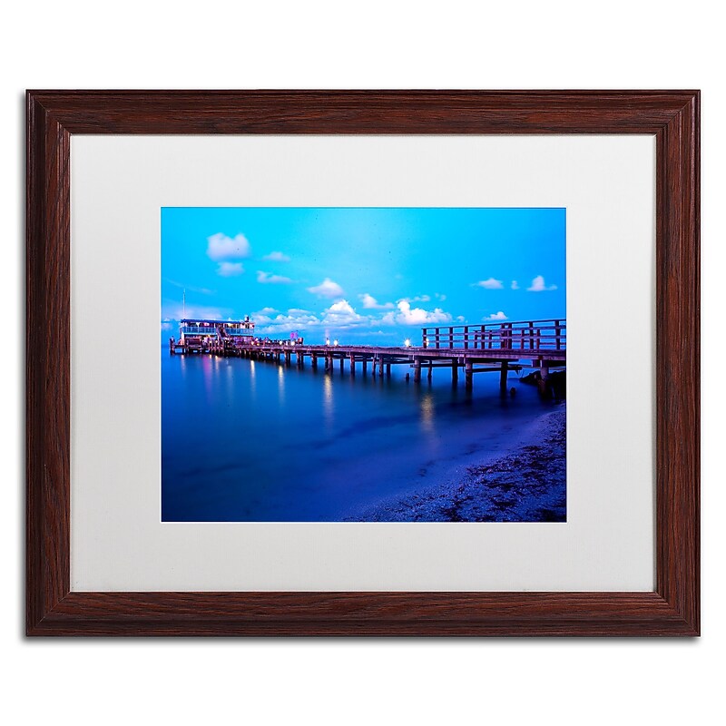 Trademark Fine Art ''Florida Pier'' by Preston 16" x 20" White Matted Wood Frame (EM0527-W1620MF) image 1
