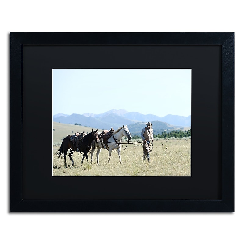Trademark Fine Art ''Montana Horse Rancher'' by Preston 16" x 20" Black Matted Black Frame (EM0542-B1620BMF) image 1