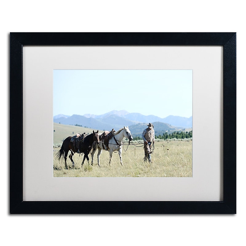 Trademark Fine Art ''Montana Horse Rancher'' by Preston 16" x 20" White Matted Black Frame (EM0542-B1620MF) image 1