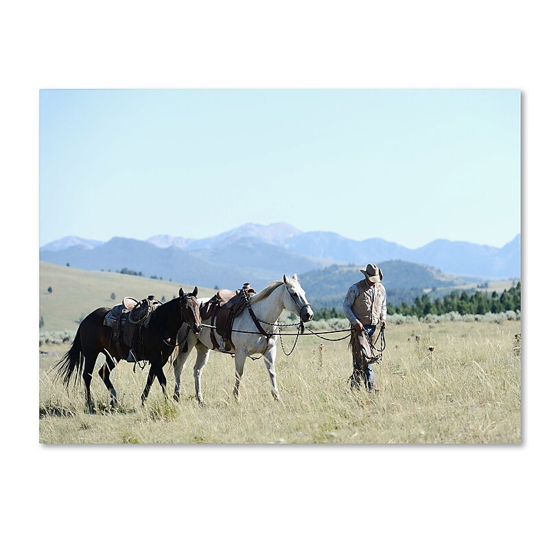 Trademark Fine Art ''Montana Horse Rancher'' by Preston 24" x 32" Canvas Art (EM0542-C2432GG) image 1