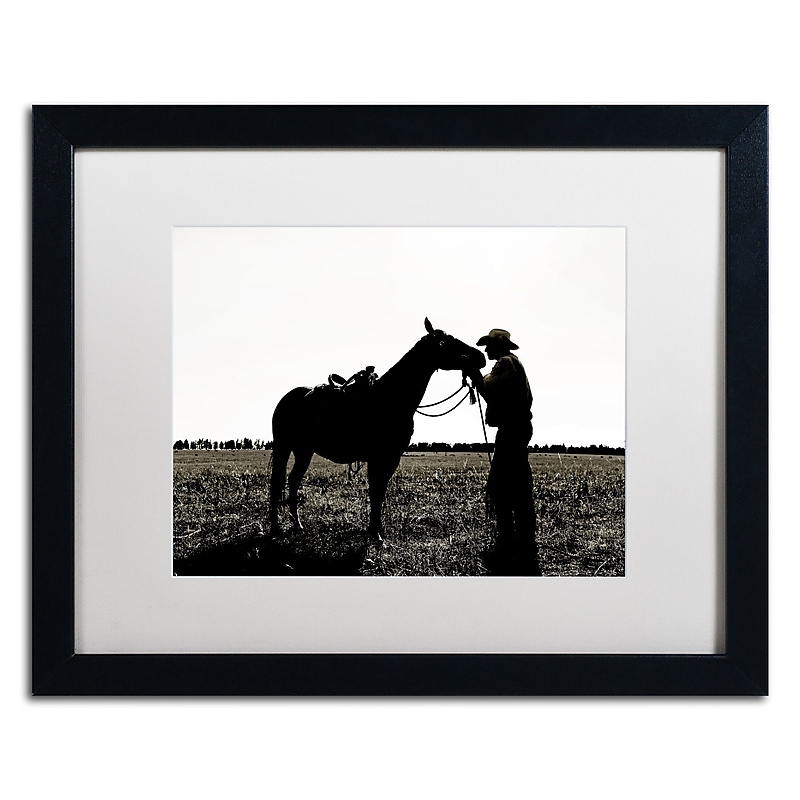 Trademark Fine Art ''Montana Horse Rancher Shadow 2'' by Preston 16" x 20" White Matted Black Frame (EM0544-B1620MF) image 1