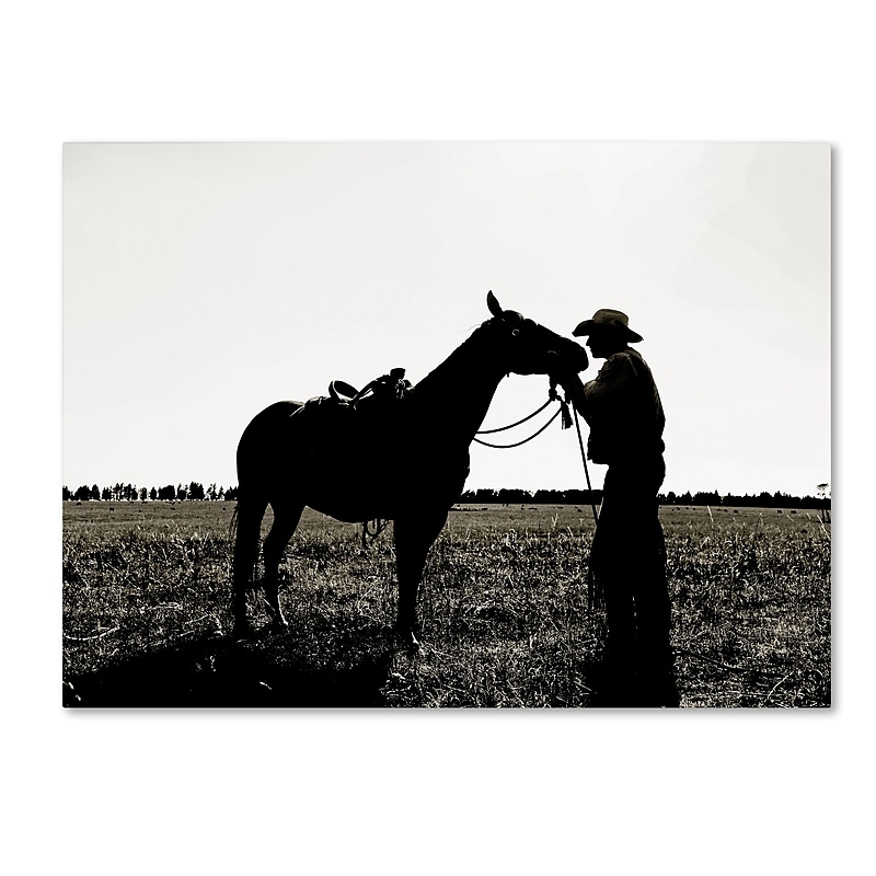 Trademark Fine Art ''Montana Horse Rancher Shadow 2'' by Preston 35" x 47" Canvas Art (EM0544-C3547GG) image 1