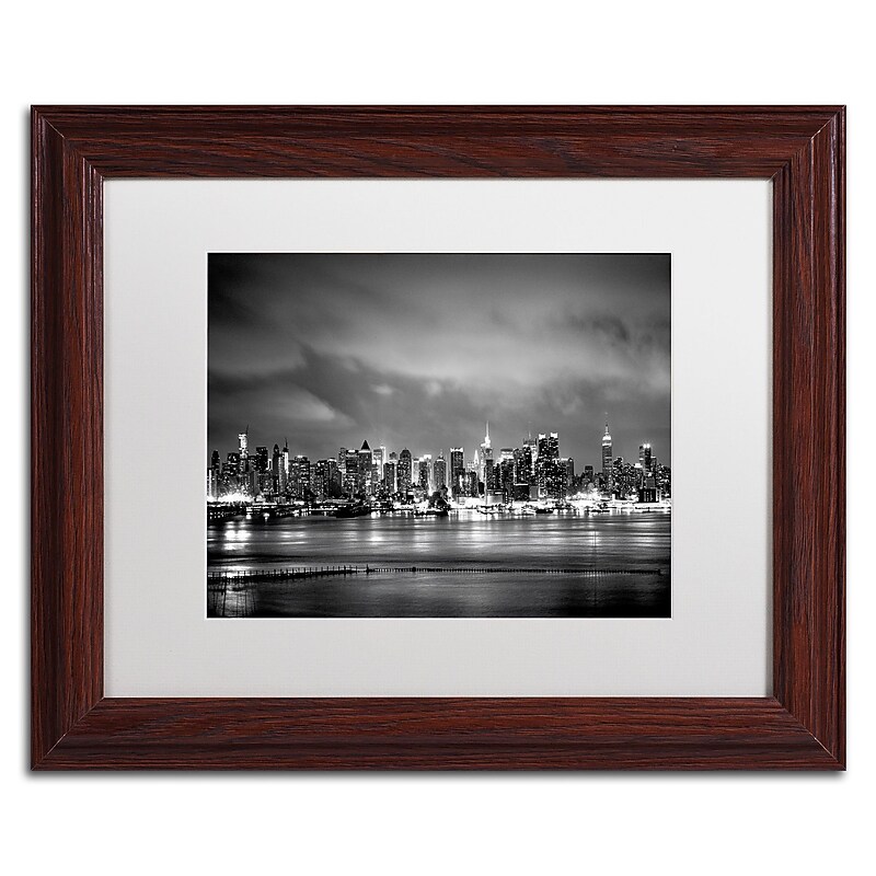Trademark Fine Art ''New York Skyline'' by Preston 11" x 14" White Matted Wood Frame (EM0546-W1114MF) image 1