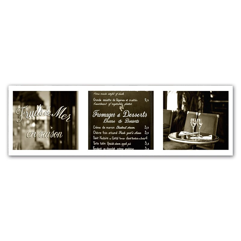Trademark Fine Art ''Paris Triptych Restaurant'' by Preston 6" x 19" Canvas Art (EM0553-C619GG) image 1