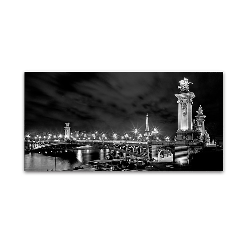 Trademark Fine Art ''Parisian Bridge'' by Preston 16" x 32" Canvas Art (EM0556-C1632GG) image 1