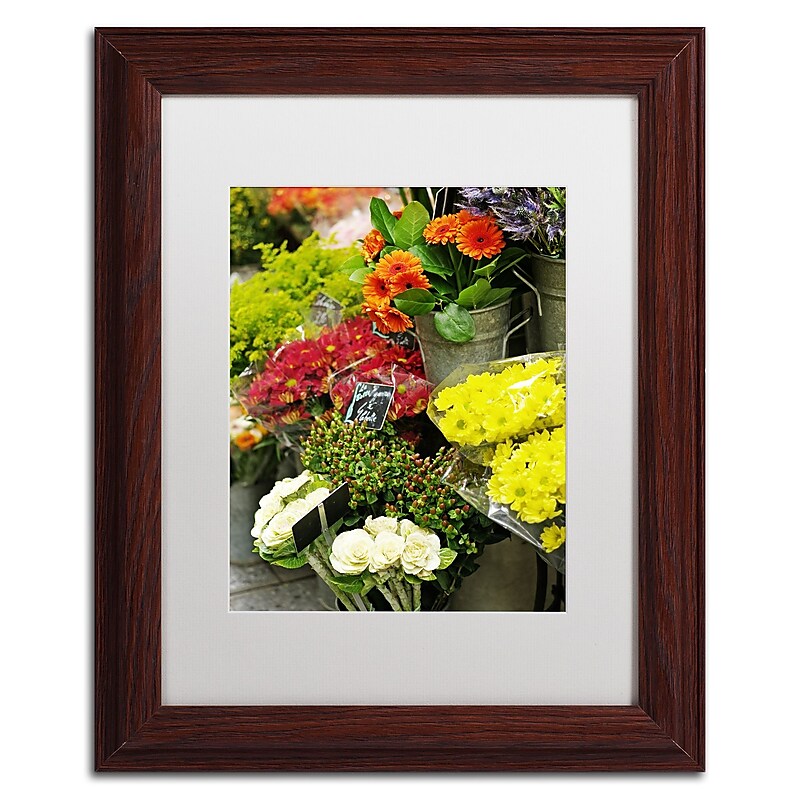 Trademark Fine Art ''Parisian Flowers'' by Preston 11" x 14" White Matted Wood Frame (EM0558-W1114MF) image 1