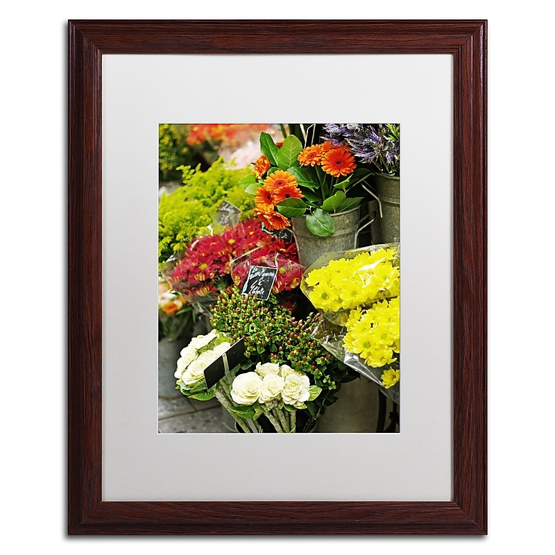 Trademark Fine Art ''Parisian Flowers'' by Preston 16" x 20" White Matted Wood Frame (EM0558-W1620MF) image 1