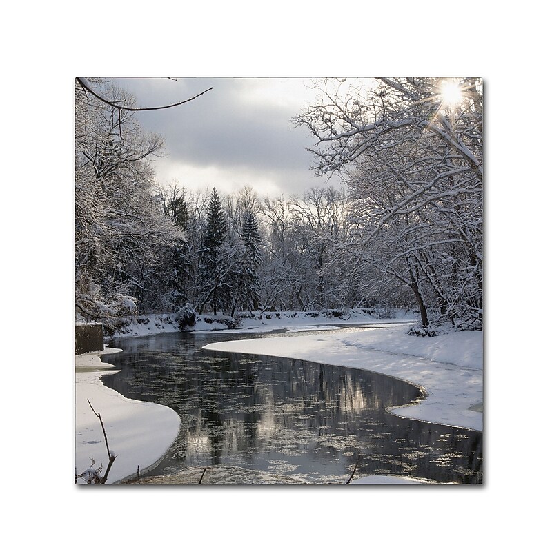 Trademark Fine Art ''Fresh Snowfall on the River'' by Kurt Shaffer 35" x 35" Canvas Art (KS01094-C3535GG) image 1