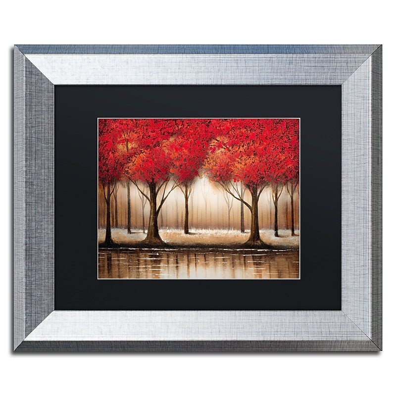 Trademark Fine Art ''Parade of Red Trees'' by Rio 11" x 14" Black Matted Silver Frame (MA0301-S1114BMF) image 1