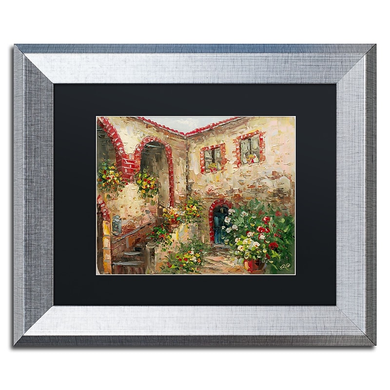 Trademark Fine Art ''Tuscany Courtyard'' by Rio 11" x 14" Black Matted Silver Frame (MA0431-S1114BMF) image 1