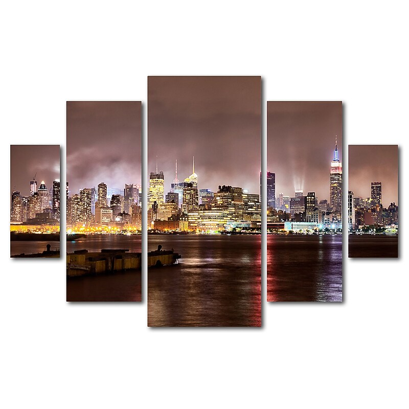 Trademark Fine Art ''Midtown Manhatten Over Hudson River'' by David Ayash 3.3' x 4.8' Multi Panel Art Set (MA0492-P5-SET) image 1