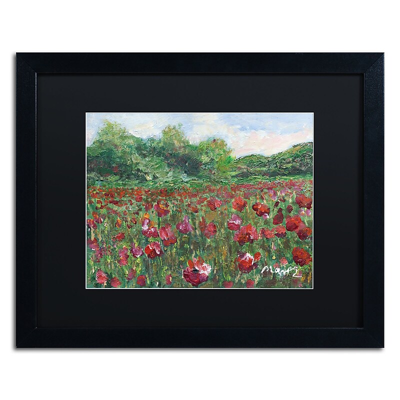 Trademark Fine Art ''Poppy Field Wood'' by Manor Shadian 16" x 20" Black Matted Black Frame (MA0620-B1620BMF) image 1