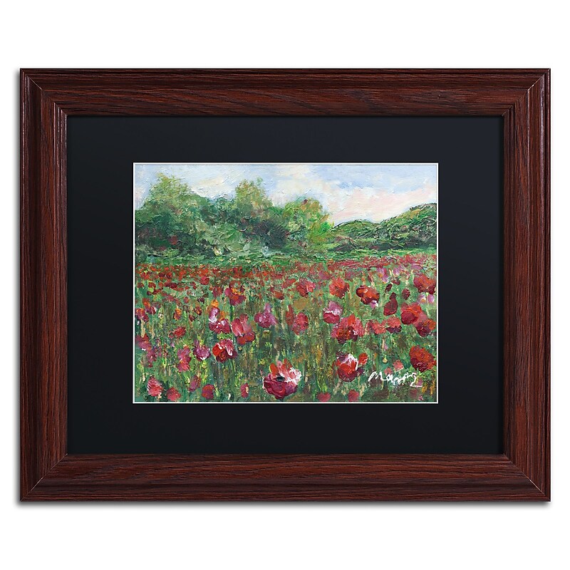 Trademark Fine Art ''Poppy Field Wood'' by Manor Shadian 11" x 14" Black Matted Wood Frame (MA0620-W1114BMF) image 1