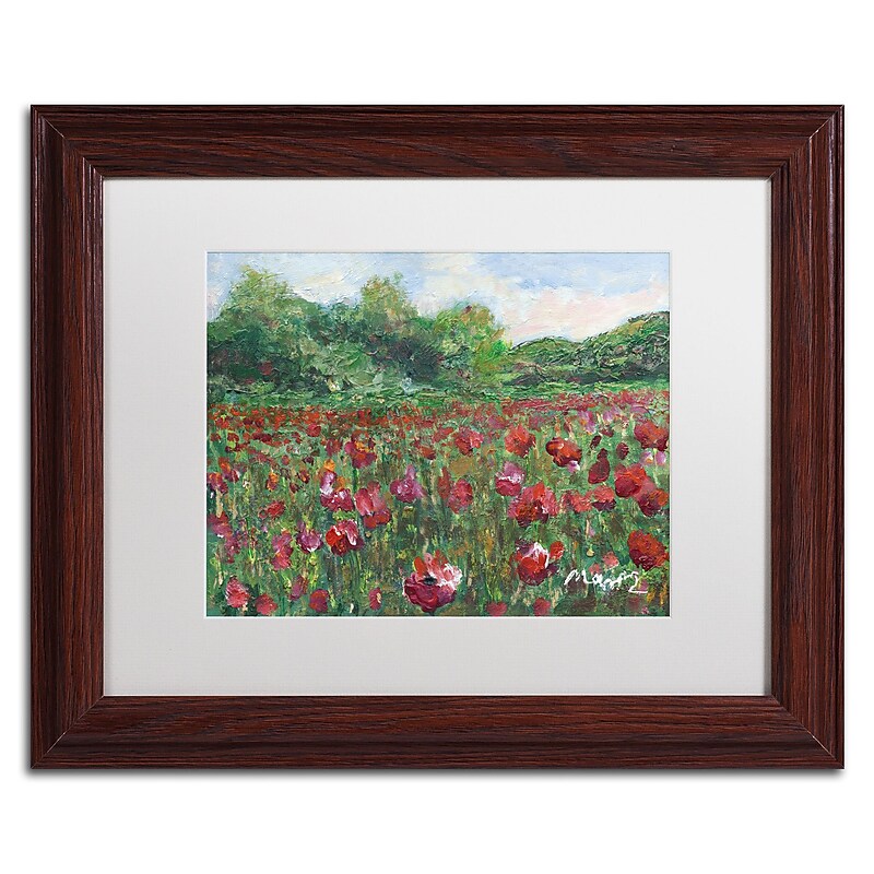 Trademark Fine Art ''Poppy Field Wood'' by Manor Shadian 11" x 14" White Matted Wood Frame (MA0620-W1114MF) image 1